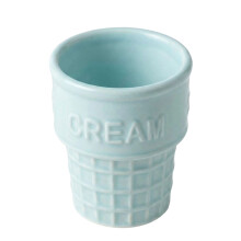 Ice Cream Ceramic Bowl Waffle Cup Sundae Dessert Container-Blue