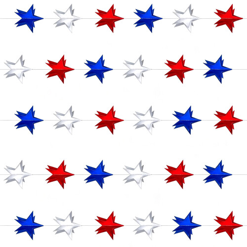 Five Colorful Star Patterned Paper Streamers Garlands For