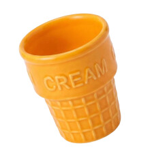 Elegant Ceramic Cone Shape Cup For Ice Cream Fruits And-Orange