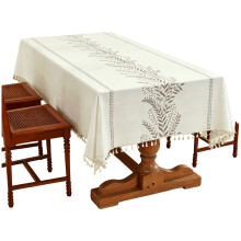 Embroidered Waterproof Tablecloth With-100*160cm wild fern