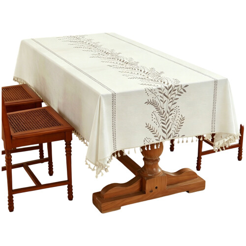 Embroidered Waterproof Tablecloth With-100*160cm wild fern
