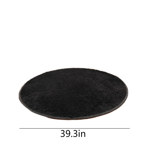 Flauschiger runder Teppich aus Polyester, 100 cm, Schwarz 2