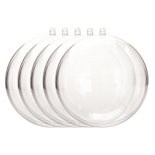 5 Clear Fillable Plastic Ornament Balls for Christmas Tree 1