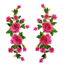 Flower Embroidered Applique Water Soluble Sewing on Fabric-Pink