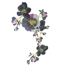 Polyester-Blumen-Stickapplikation für Hemden, Jacken,-Schwarz
