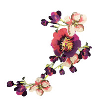 Wasserlösliche, mit Blumen bestickte Applikationen zum-Lila