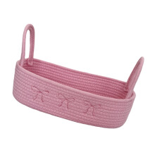 Mehrfarbiger Baumwollseilkorb mit Schleifengriff für-Rosa