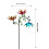 Cata-vento de metal com 3 flores e borboletas para jardim 3