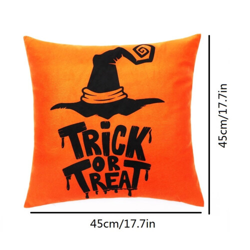 Fronha de algodão e linho com aplique de Halloween, 45cm x 45cm 2