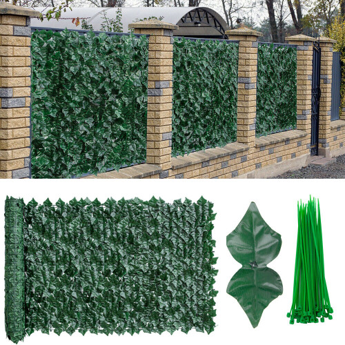 Painel de cerca de hera artificial 118x39,4 polegadas verde 1