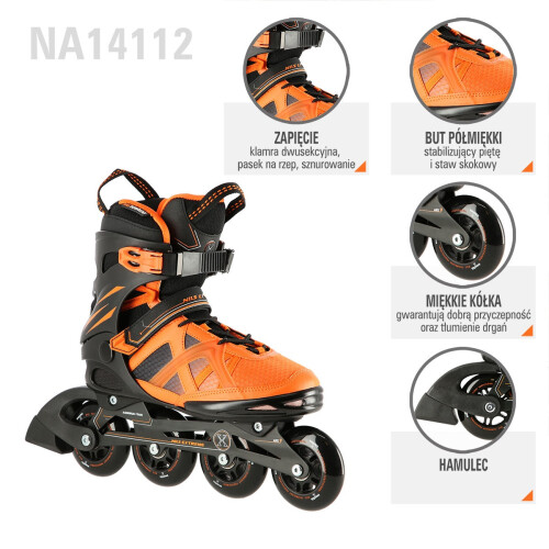 Pattini in linea, nero-arancione, taglia 42 1