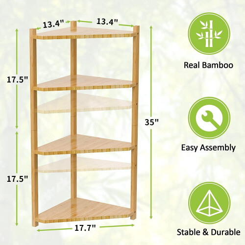 Étagère d'angle empilable en bambou à 4 niveaux 2