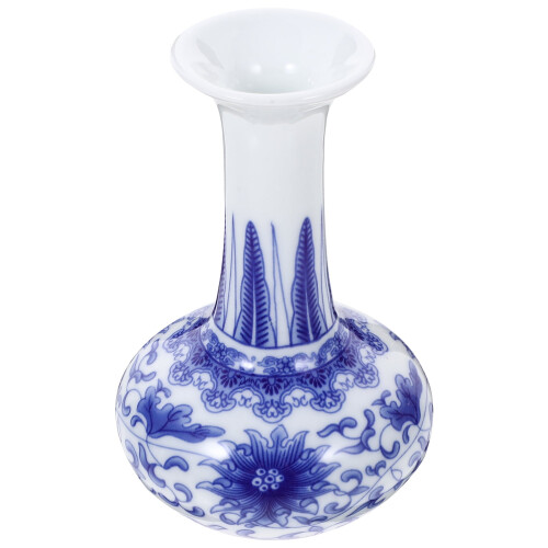 Jarrón de cerámica azul y blanco de 14 cm 1