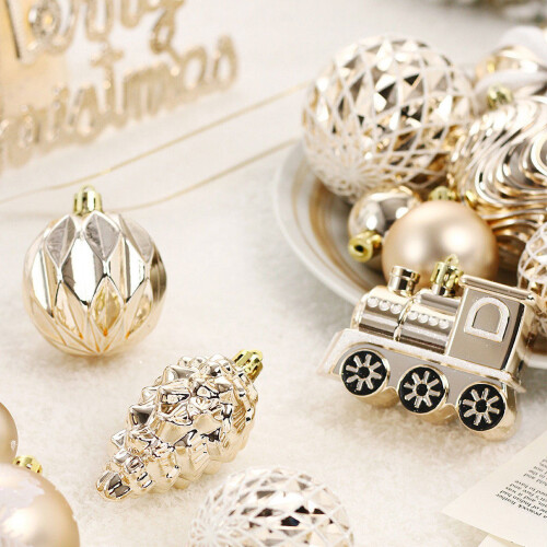 Shatterproof Christmas Ornaments Set Silver 65 pcs 1