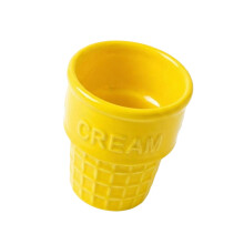Ice Cream Cone Shape Ceramic Cup Sundae Dessert-Yellow