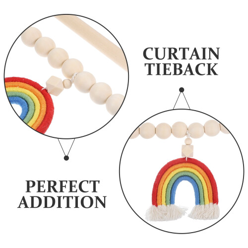 Raffhalter aus Holzperlen mit Regenbogenquaste 1