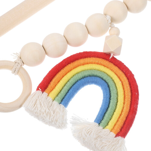 Raffhalter aus Holzperlen mit Regenbogenquaste 2