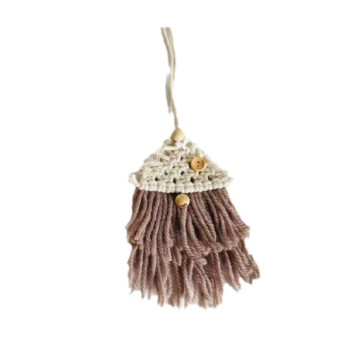 Macrame Santa Wall Hanging Ornament Brown Cotton 2