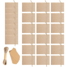 25Pcs Handmade Linen Pouches With Paper Wrapping Label