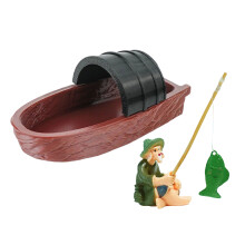 Floating Canoes Crafts Aquariums Landscape Fish Tanks-Black