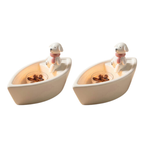 Handmade Ceramic Tealight Stand Dog Ship Shape Candle Stand-2