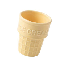 Elegant Ceramic Treat Cup Ice Cream Cone Shape-Light Yellow