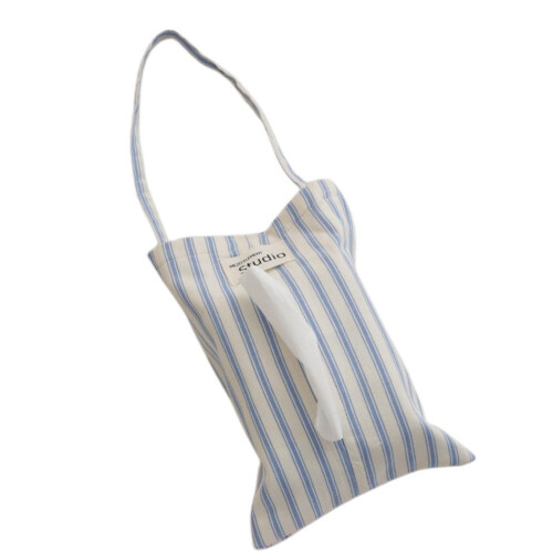Elegant Wall Hung Tissue Storage Bag Practical Striped-Blue