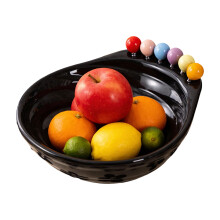 Large Capacity Serving Plate Fruit Bowl With Stainless-Black