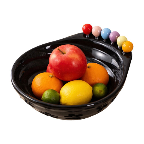 Large Capacity Serving Plate Fruit Bowl With Stainless-Black