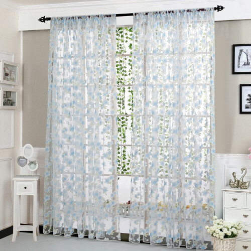Flower Sheer Curtain Tulle Voile Valance 1 Panel 2