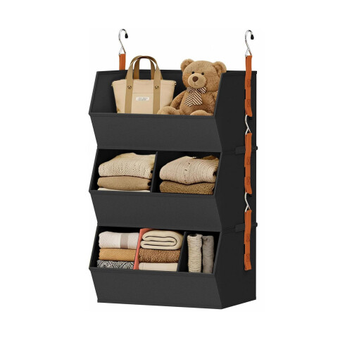 Permanent Hanging Closet Storage Bins Featuring capacious-Beige 1
