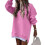 (Pink, XL) Autumn Winter Women's Spliced Side Zipper Pullover Sweatshirt 4
