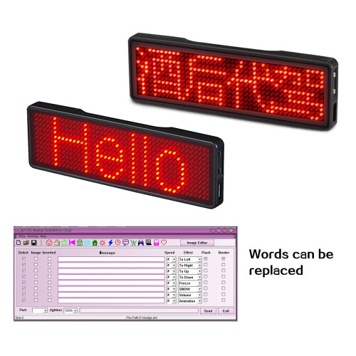 Genopladeligt LED-skilt med scroll-display, 11x44 dot 1