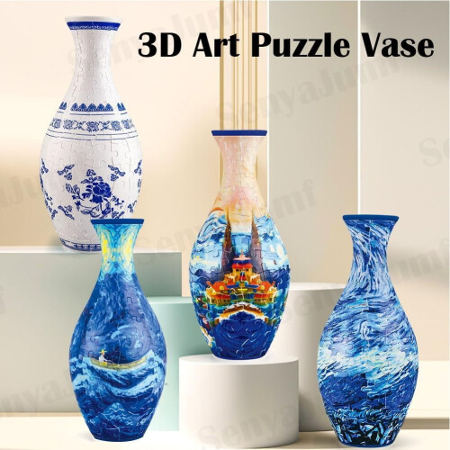 Jarrón de flores de plástico con rompecabezas 3D, 24,5 cm. 1