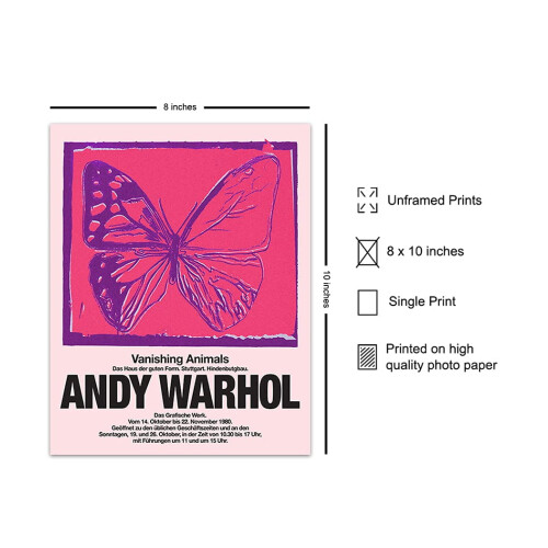 Różowy motyl Andy'ego Warhola na płótnie 1