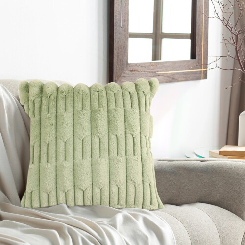 Groene gestreepte kussensloop 45x45cm met verborgen ritssluiting 1