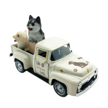 Retro auto met hond figuur display decoratie voor-Husky1