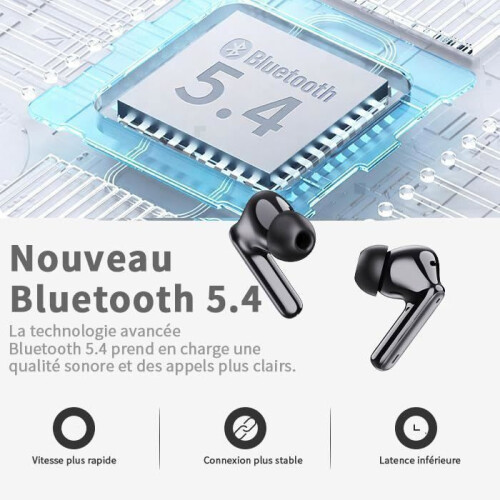 Ασύρματα ακουστικά Bluetooth 5.4, στερεοφωνικά HiFi με μικρόφωνο μείωσης θορύβου, διά 1