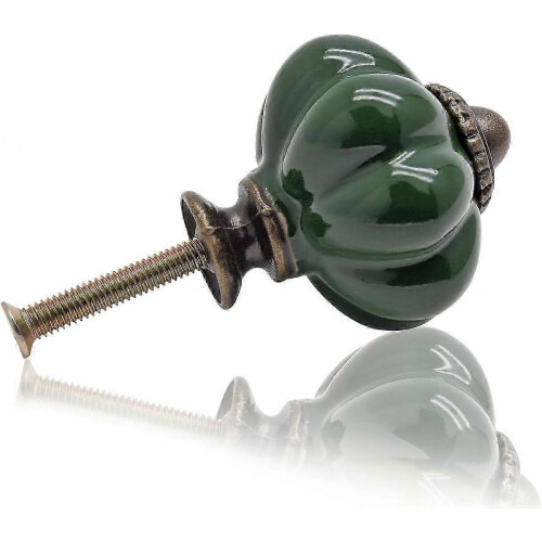 4pcs Grass Green Pumpkin Vintage Ceramic Cabinet Knobs, Vintage Drawer Pulls and 1