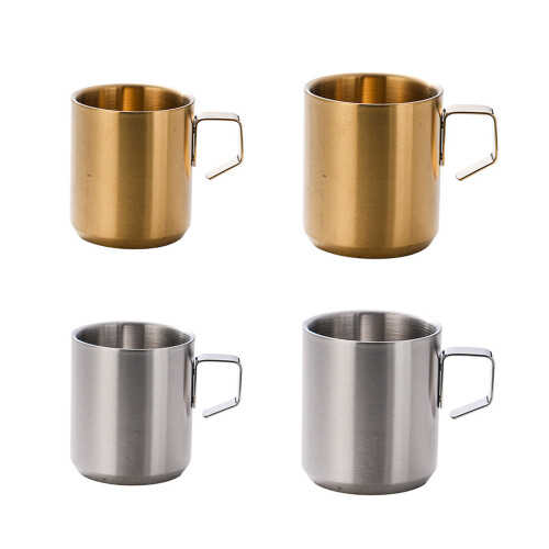 4pcs Rustproof Stainless Steel Coffee Mugs With-Gold 200ml 1