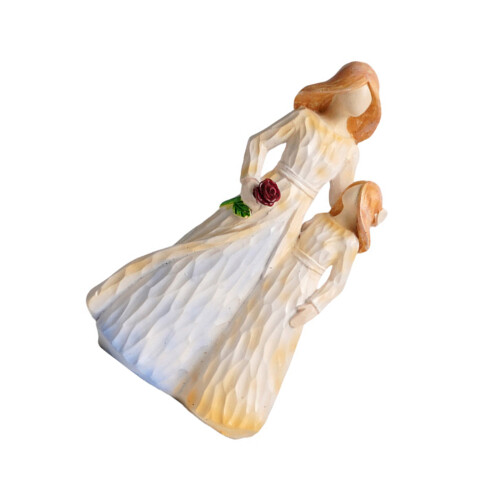 Mutter und Tochter Statue, handbemalte Familienskulptur,-1