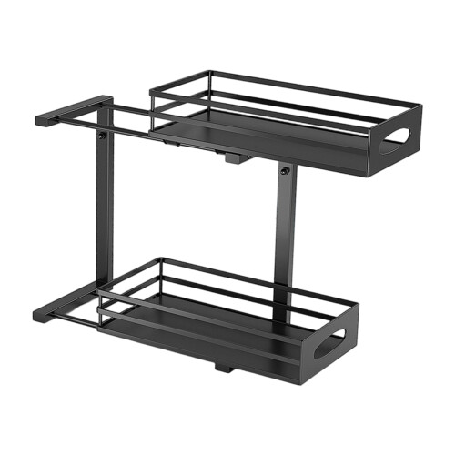 Support de rangement en métal sous l'évier avec conception-Noir