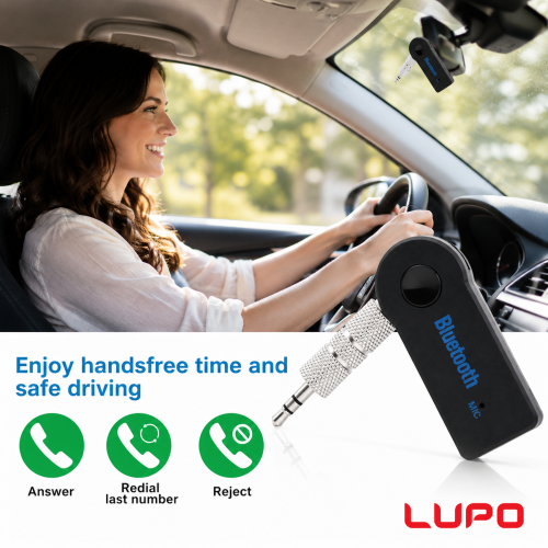 AUX Bluetooth Adapter 3.5mm Phone Car Stereo Music Receiver with Mic 2
