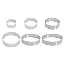 6Pieces Perforated Tart Molds Nonrust Steel Baking Tool-Silver