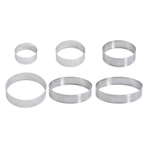 6Pieces Perforated Tart Molds Nonrust Steel Baking Tool-Silver