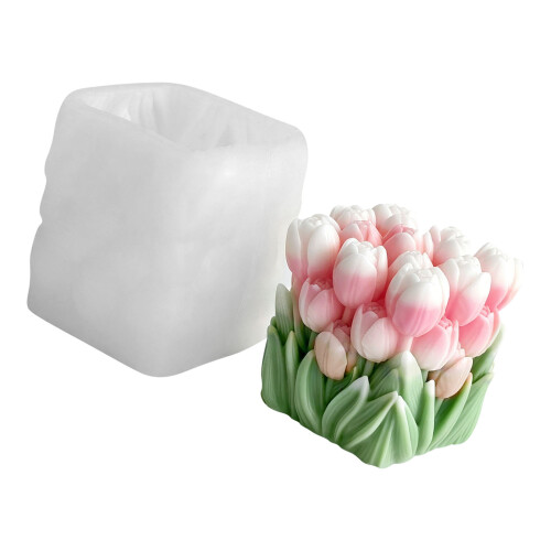 Square Flower Silicone Candle Molds For Epoxy Resin Making