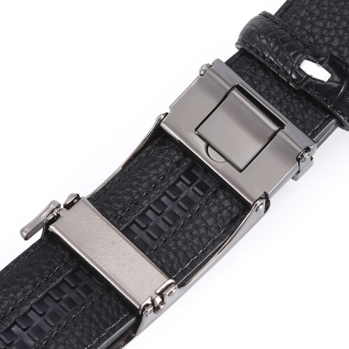Men's Leather Belt With Plaque Buckle Crocodile Pattern 2