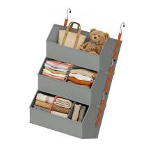 Fabric Hanging Garment Storage Bin With Reinforced Frame-Gray