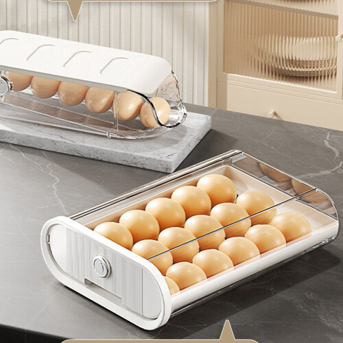 Egg Storage Box Odor-Proof Egg Rack Stackable Egg Rack Organizer for Refrigerator with Auto Rolling Feature B 1