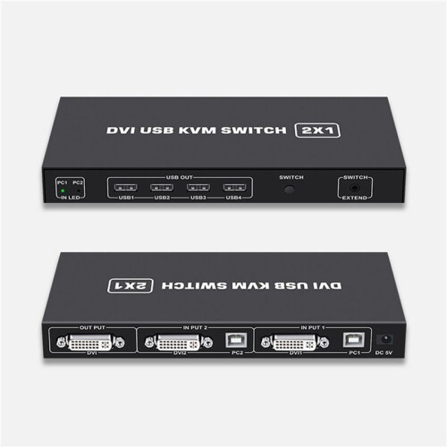 2X DVI KVM  2-in-1 4K Two Computers Shared USB Keyboard Mouse Print Monitor Multi-Function Switching Screen 1